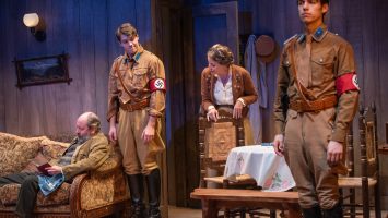 Pictured in the American Premiere of Sally Carson’s CROOKED CROSS, Liam Craig, Jakob Winter, Katie Firth, Gavin Michaels. Photo credit: Todd Cerveris Photography